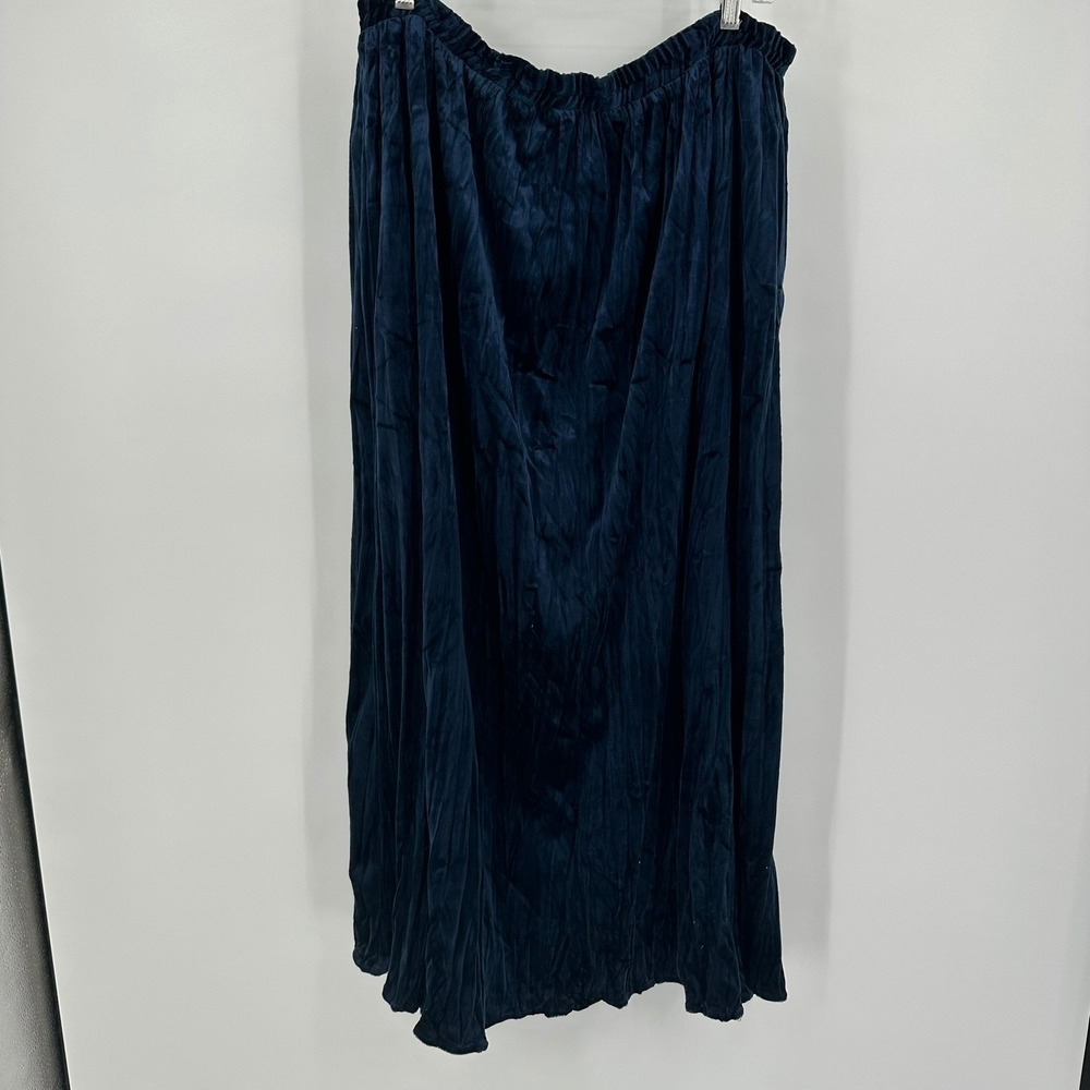 Womens Vintage Whimsigoth Velvet Midi Skirt Size XL Navy Modest Minimalist Glam